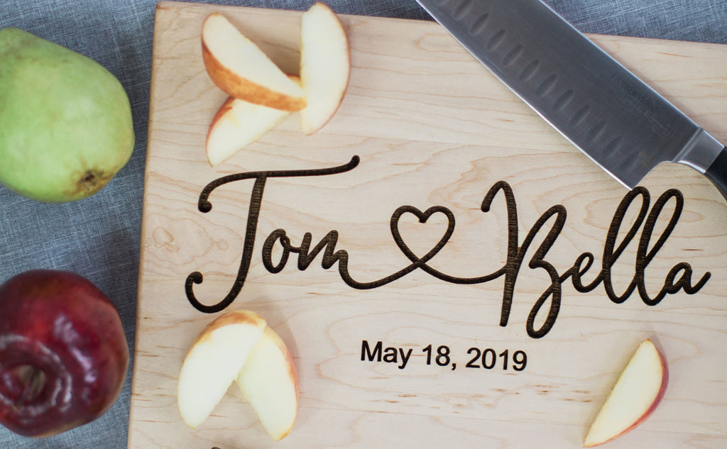 Custom Cutting Board with Your First Name and a Heart — Timeless