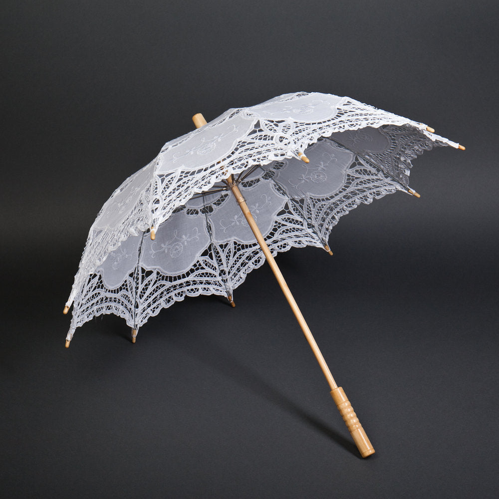 Embroidered Lace Parasol - Gray